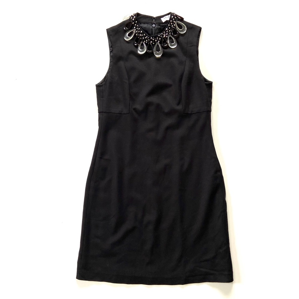 Trina Turk Black Knit Beaded Embellished Collar Sleeveless Sheath Dress